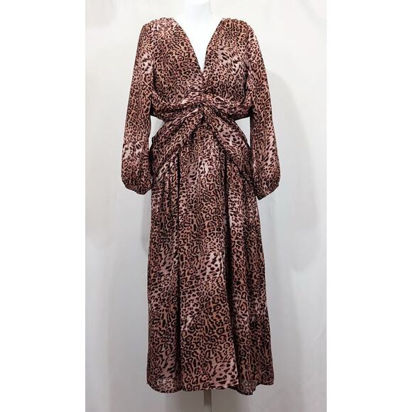 Anthropologie Dresses & Skirts - Anthropologie Ranna Gill Dress Animal Leopard Print Cut Out Women's Size XL